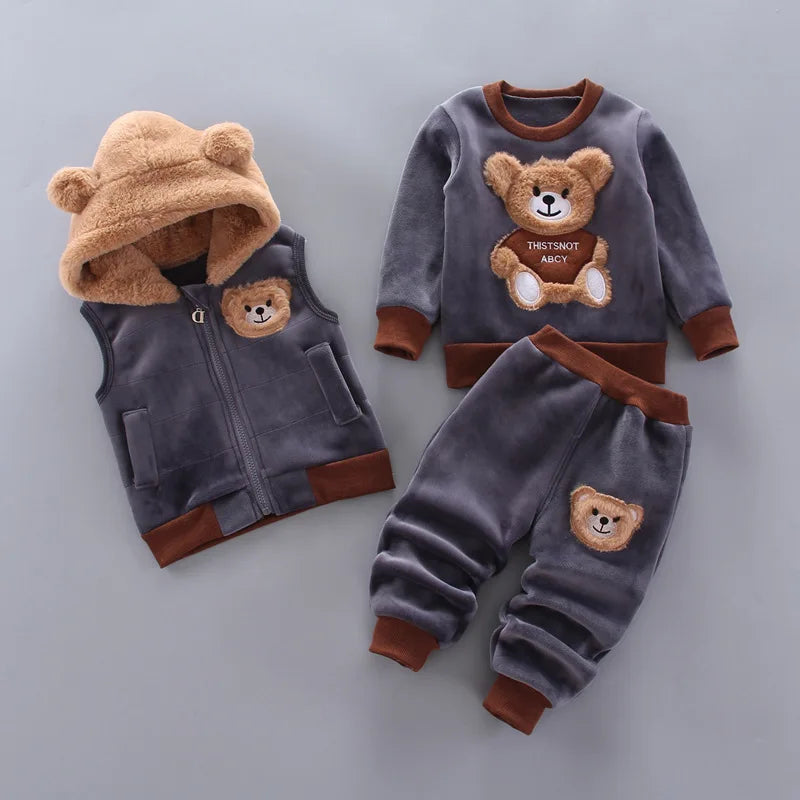 Conjunto de roupas para inverno com 3 peças para bebês