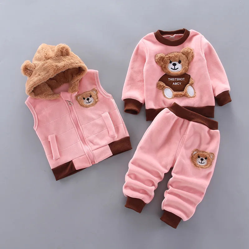 Conjunto de roupas para inverno com 3 peças para bebês