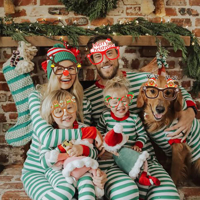 9 peças Papai Noel Árvore de Natal Alce Papel Óculos Moldura Óculos de Natal Foto Adereços Decorações de Natal Ano Novo Navidad Presente para crianças