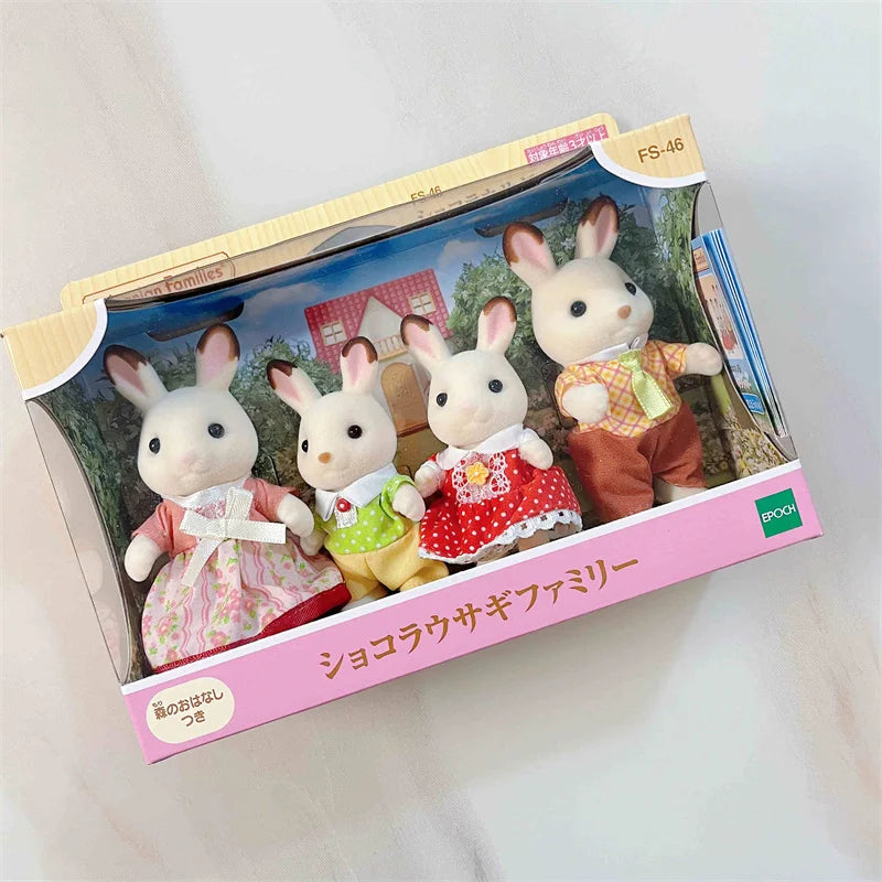 Famílias Sylvanian japonesas figuras de anime fofo gato persa amor rato trigêmeo bebê mini boneca menina brinquedos ternurinas figura bonecas