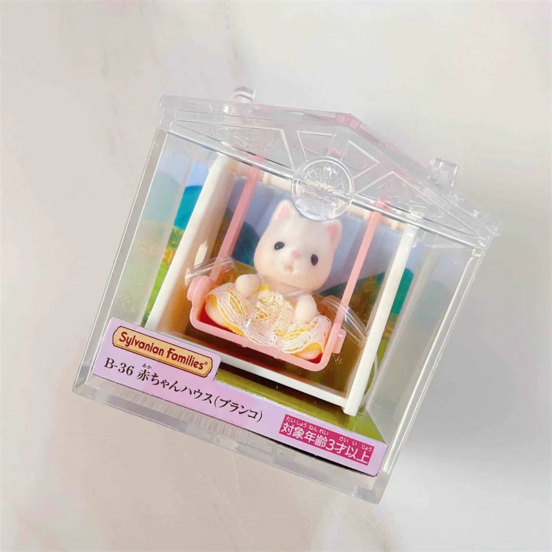 Famílias Sylvanian japonesas figuras de anime fofo gato persa amor rato trigêmeo bebê mini boneca menina brinquedos ternurinas figura bonecas