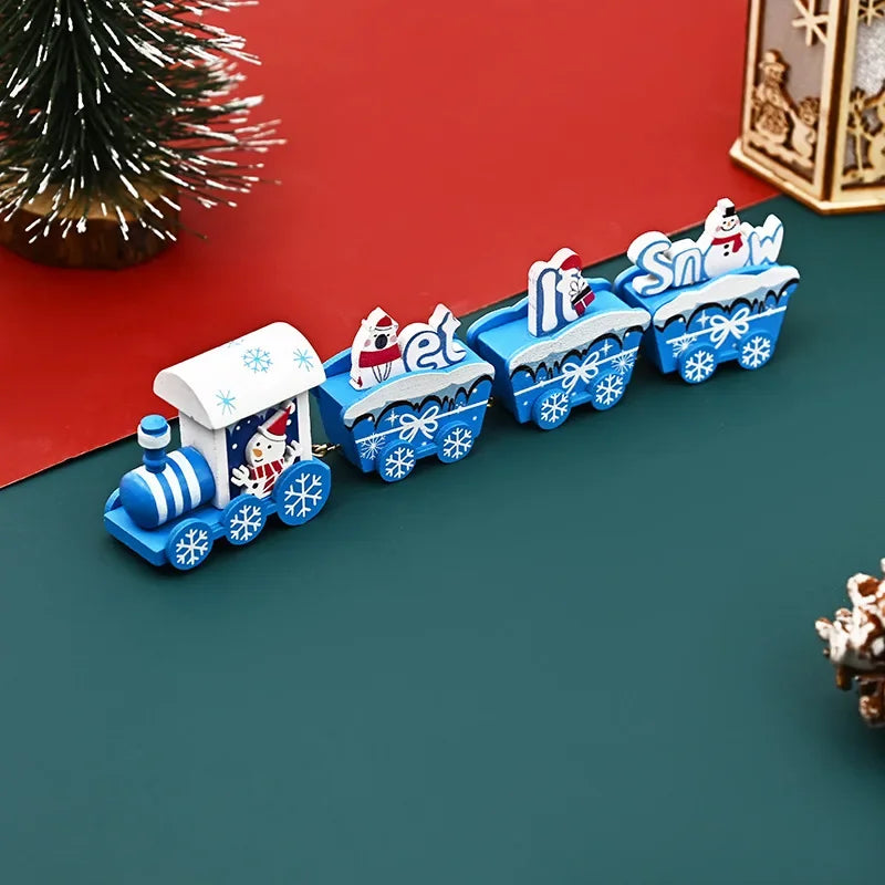 Trem pequeno de madeira para Natal Enfeites de Natal Decoração de Natal