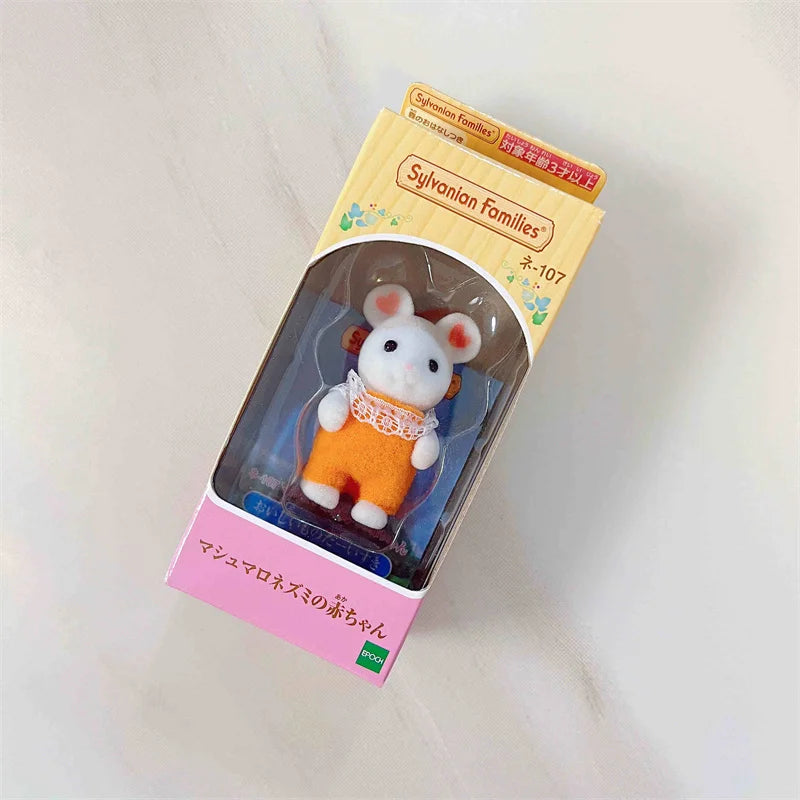 Famílias Sylvanian japonesas figuras de anime fofo gato persa amor rato trigêmeo bebê mini boneca menina brinquedos ternurinas figura bonecas