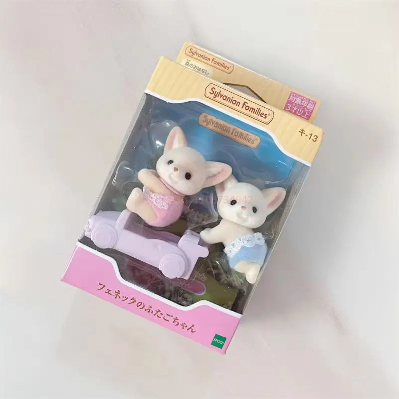 Famílias Sylvanian japonesas figuras de anime fofo gato persa amor rato trigêmeo bebê mini boneca menina brinquedos ternurinas figura bonecas