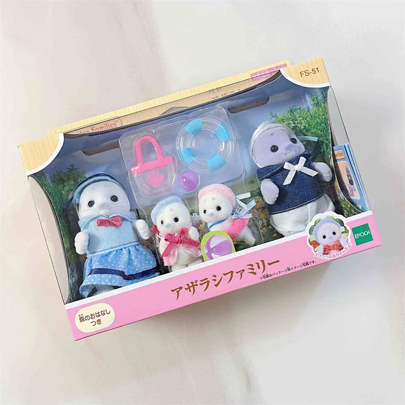 Famílias Sylvanian japonesas figuras de anime fofo gato persa amor rato trigêmeo bebê mini boneca menina brinquedos ternurinas figura bonecas