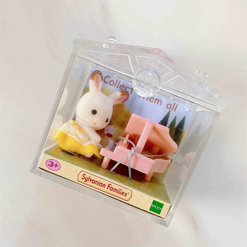 Famílias Sylvanian japonesas figuras de anime fofo gato persa amor rato trigêmeo bebê mini boneca menina brinquedos ternurinas figura bonecas