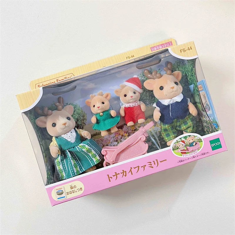 Famílias Sylvanian japonesas figuras de anime fofo gato persa amor rato trigêmeo bebê mini boneca menina brinquedos ternurinas figura bonecas