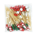 50Pcs Palitos de comida de bambu de Natal Palitos de dente Papai Noel Sobremesa Buffet Salada de frutas Decoração de Natal Ano Novo Suprimentos para festa de Natal