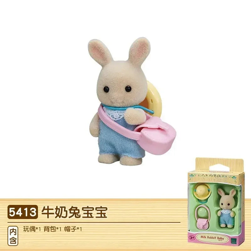 Sylvanian Families Gato Persa Chocolate Coelho Algodão Doce Rato Leite Coelho Boby Bebê Conjunto Escolar Brinquedo Infantil Presente de Aniversário