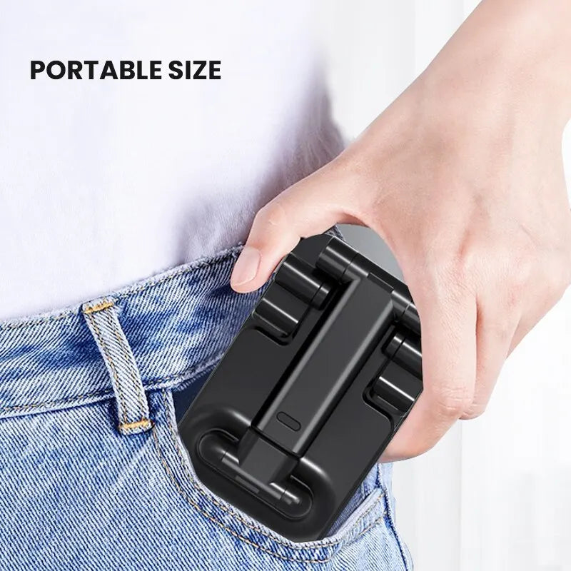 Suporte de telefone dobrável, ângulo e altura ajustáveis com almofada de silicone, adequado para mesa, suporte de telefone totalmente dobrável compatível