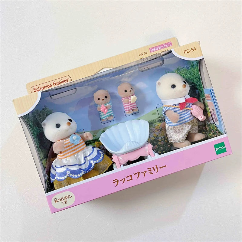 Famílias Sylvanian japonesas figuras de anime fofo gato persa amor rato trigêmeo bebê mini boneca menina brinquedos ternurinas figura bonecas