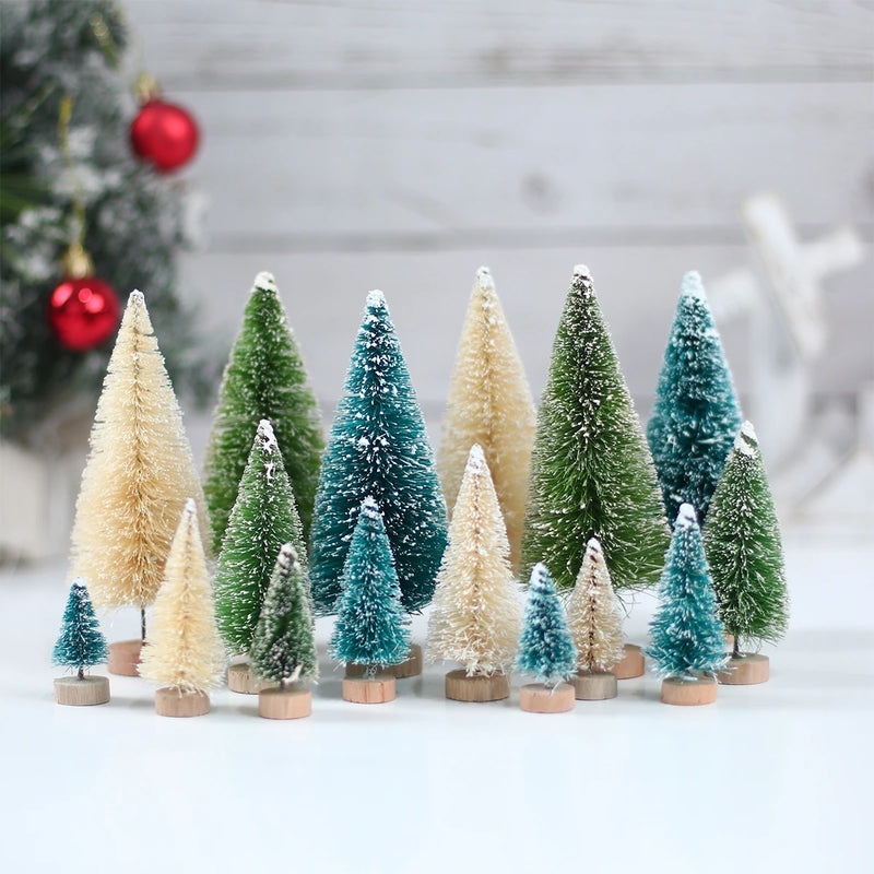 Mini Árvore de Natal de MadeirArtificial Azul Verde Branco Dourado Torre Pinho Pequeno Sisal Árvore de Natal Enfeite de Mesa