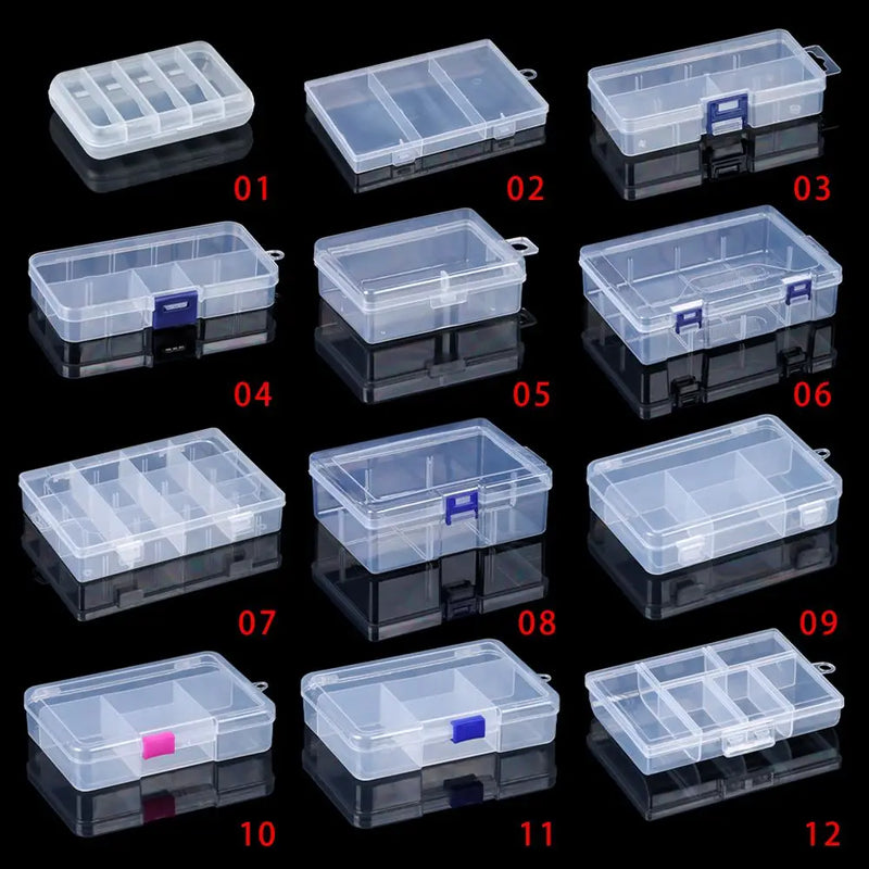 Multi Styles Small Square Clear Plastic Storage Box For Jewelry Diamond Embroidery Craft Bead Pill Home Storage Organization