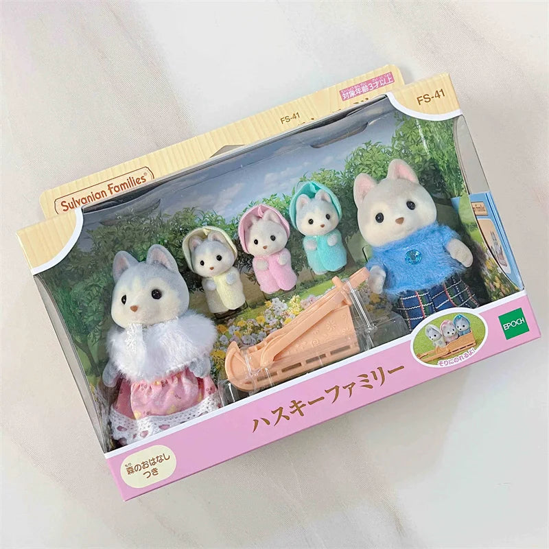 Famílias Sylvanian japonesas figuras de anime fofo gato persa amor rato trigêmeo bebê mini boneca menina brinquedos ternurinas figura bonecas