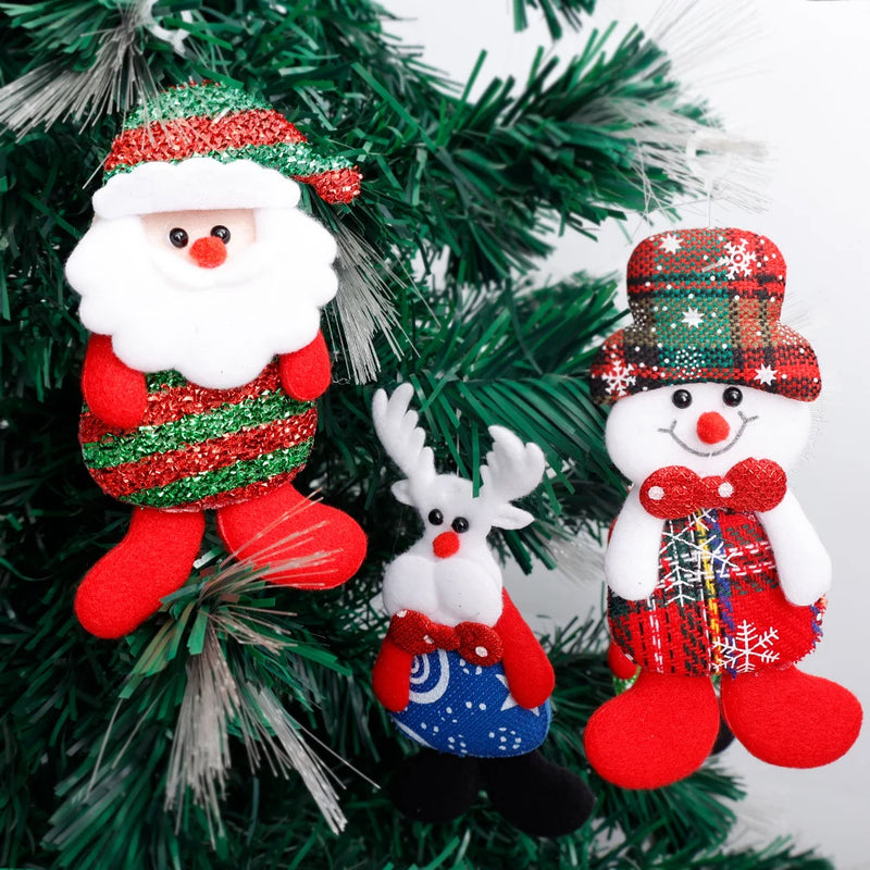 12/1Pcs Enfeites de Bonecos de Pelúcia de Natal Papai Noel Boneco de Neve Árvore de Natal Pingentes Pendurados Casa Natal Ano Novo Decorações de Festa Presentes