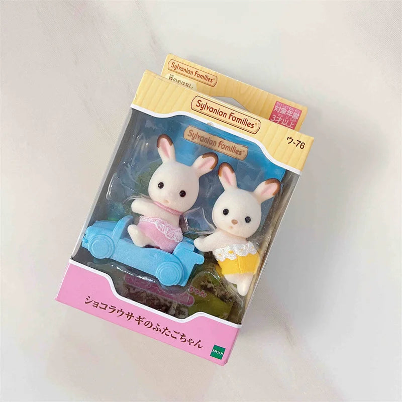 Famílias Sylvanian japonesas figuras de anime fofo gato persa amor rato trigêmeo bebê mini boneca menina brinquedos ternurinas figura bonecas