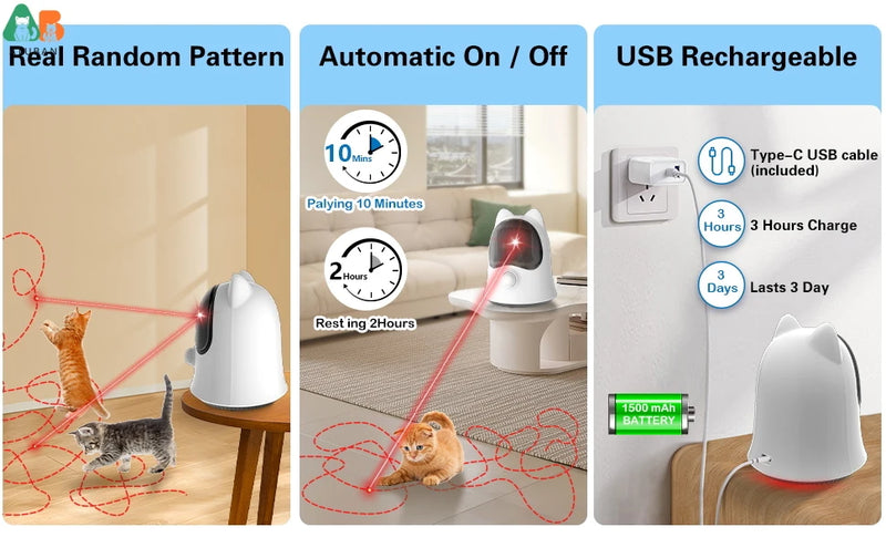 Cat Laser Toys for Indoor Cats, Random Trajectory Laser Cat Toy, Interactive Cat Toys for Bored Indoor Adult Cats/Kittens/Dogs