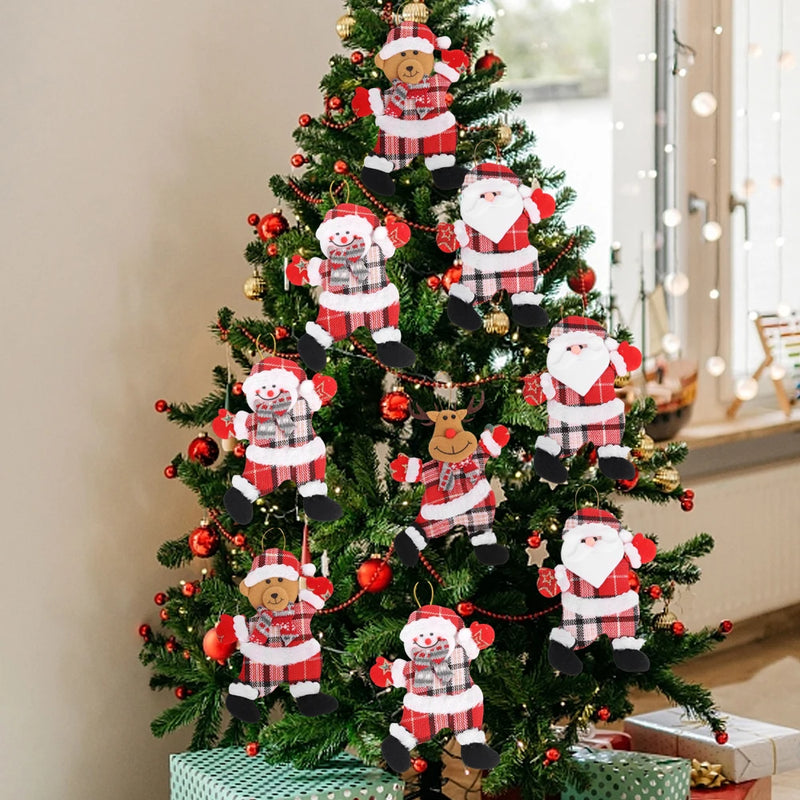 12/1Pcs Enfeites de Bonecos de Pelúcia de Natal Papai Noel Boneco de Neve Árvore de Natal Pingentes Pendurados Casa Natal Ano Novo Decorações de Festa Presentes