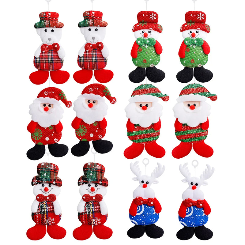 12/1Pcs Enfeites de Bonecos de Pelúcia de Natal Papai Noel Boneco de Neve Árvore de Natal Pingentes Pendurados Casa Natal Ano Novo Decorações de Festa Presentes